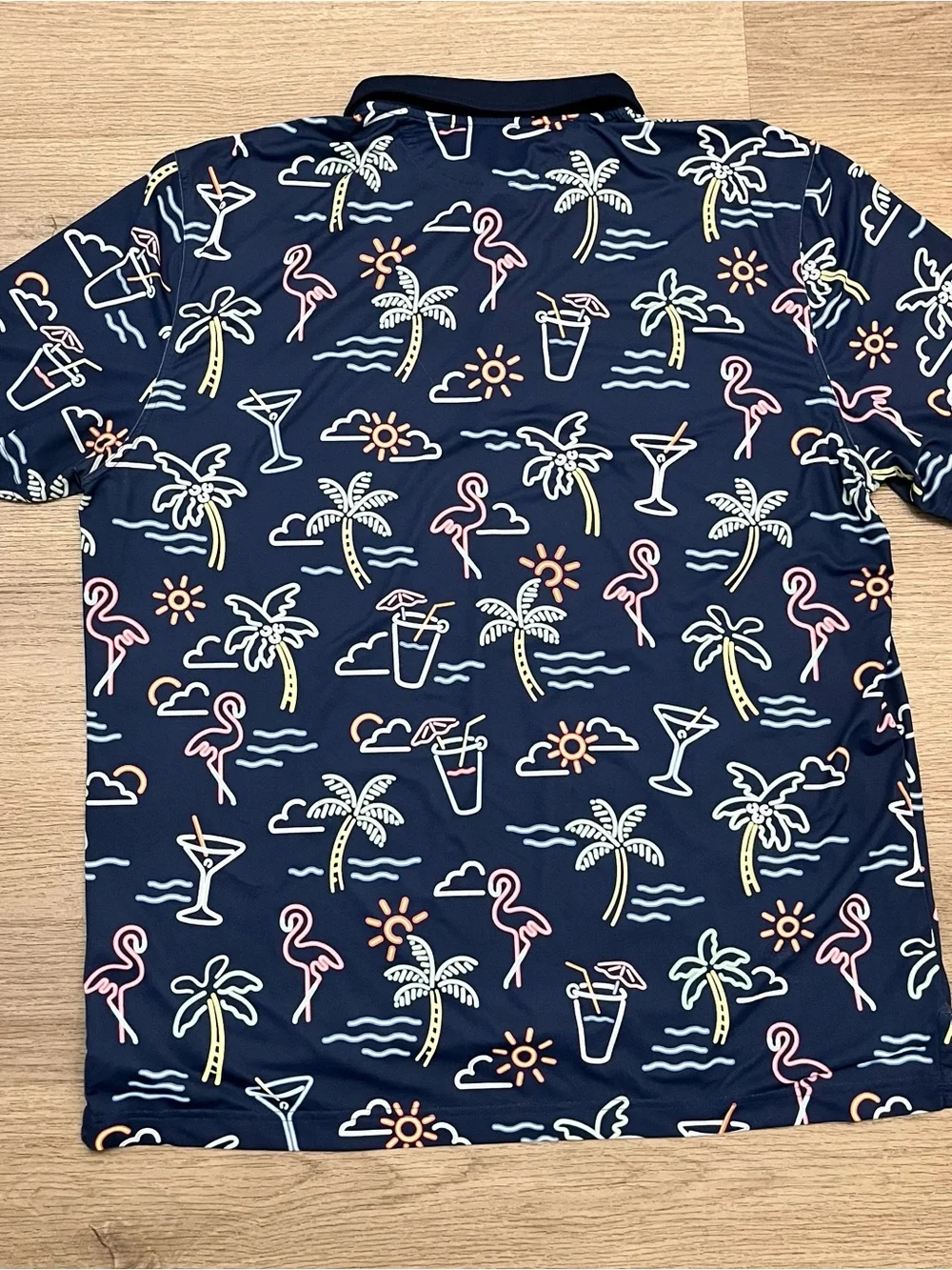 Chubbies The Weekend Men Navy Neon Tropical Print Polo XL - Picture 3 of 6